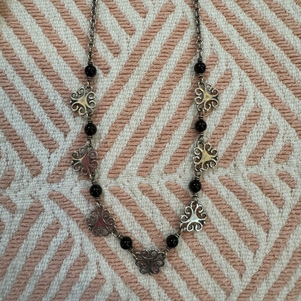 James Avery Black and Silver Scroll Necklace